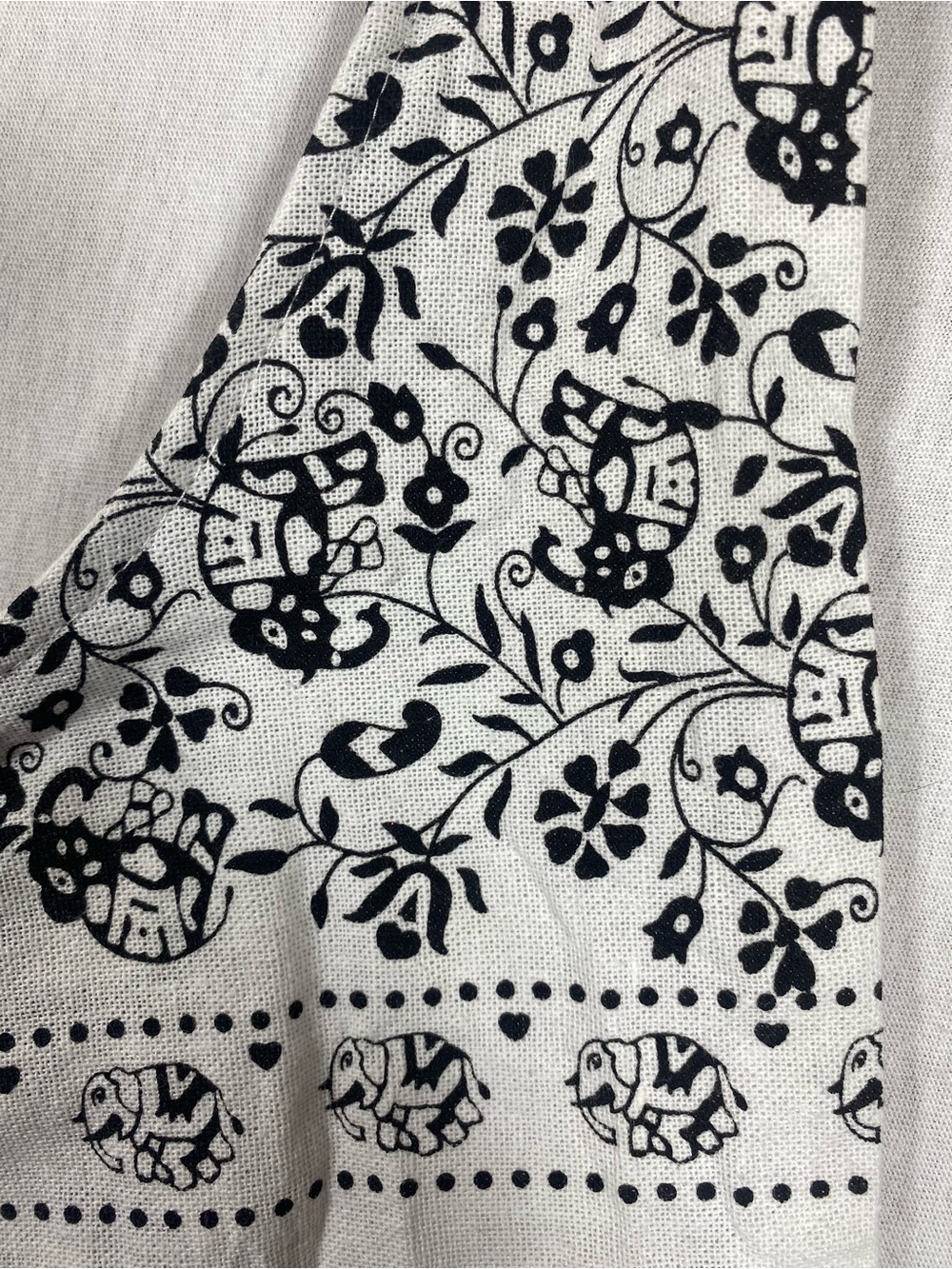 Thai Cotton Elephant Print Boho Shoulder Crossbody Bag Black White - Picture 6 of 10